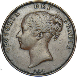 1851 Penny - Victoria British Copper Coin