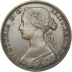 1860 Penny (F15) - Victoria British Bronze Coin - Very Nice