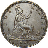 1860 Penny (F15) - Victoria British Bronze Coin - Very Nice