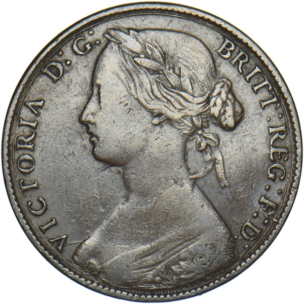 1860 Penny (F15) - Victoria British Bronze Coin - Nice