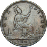 1861 Penny (F26) - Victoria British Bronze Coin