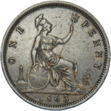 1863 Penny - Victoria British Bronze Coin - Very Nice