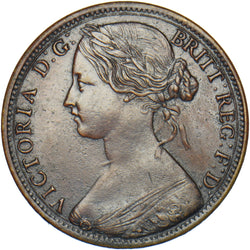 1865 Penny - Victoria British Bronze Coin - Very Nice