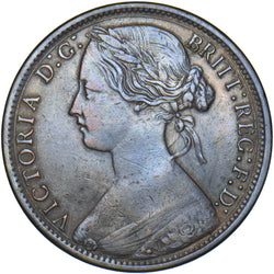 1870 Penny - Victoria British Bronze Coin - Nice