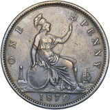 1870 Penny - Victoria British Bronze Coin - Nice