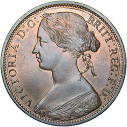 1872 Penny - Victoria British Bronze Coin - Very Nice
