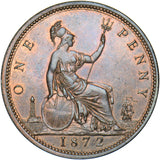 1872 Penny - Victoria British Bronze Coin - Very Nice