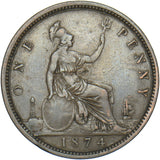 1874 Penny (F65 6+G) - Victoria British Bronze Coin - Nice