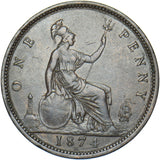 1874 H Penny (F71 7+G) - Victoria British Bronze Coin - Nice