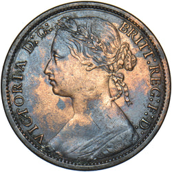 1874 Penny (F72 7+H) - Victoria British Bronze Coin - Nice