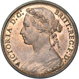 1875 Penny (F80 8+H) - Victoria British Bronze Coin - Very Nice