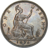 1876 H Penny (F87 8+J) - Victoria British Bronze Coin - Very Nice