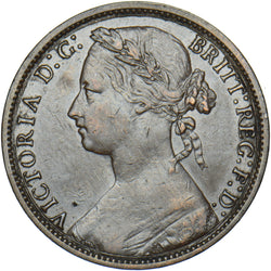 1876 H Penny (F89 8+K) - Victoria British Bronze Coin - Nice