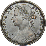 1876 H Penny (F89 8+K) - Victoria British Bronze Coin - Nice