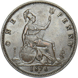 1876 H Penny (F89 8+K) - Victoria British Bronze Coin - Nice
