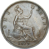 1879 Penny (F98, Narrow Date R13) - Victoria British Bronze Coin - Nice