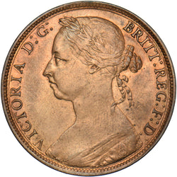 1891 Penny - Victoria British Bronze Coin - Very Nice