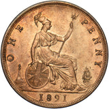 1891 Penny - Victoria British Bronze Coin - Very Nice