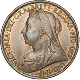 1896 Penny - Victoria British Bronze Coin - Very Nice