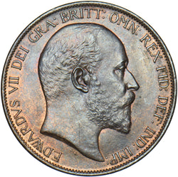 1902 Penny (Low Tide) - Edward VII British Bronze Coin - Very Nice