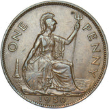 1950 Penny - George VI British Bronze Coin - Very Nice