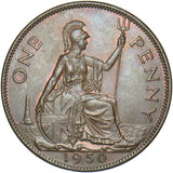1950 Penny - George VI British Bronze Coin - Very Nice