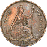 1950 Penny - George VI British Bronze Coin - Nice