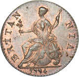 1774 Halfpenny - George III British Copper Coin - Superb