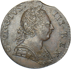 1775 Halfpenny (Contemporary Counterfeit) - George III British Copper Coin -Nice