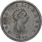 1806 Halfpenny - George III British Copper Coin - Nice