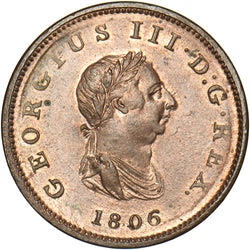 1806 Halfpenny - George III British Copper Coin - Superb
