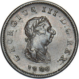 1806 Halfpenny - George III British Copper Coin - Very Nice