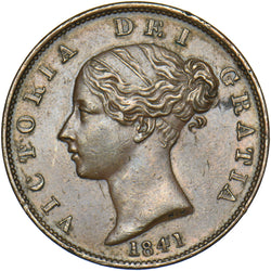 1841 Halfpenny - Victoria British Copper Coin - Very Nice