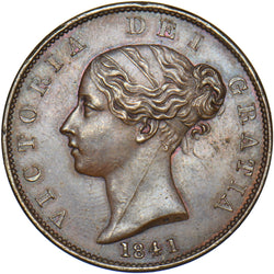 1841 Halfpenny - Victoria British Copper Coin - Very Nice