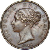 1841 Halfpenny - Victoria British Copper Coin - Very Nice