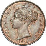 1853 Halfpenny - Victoria British Copper Coin - Superb