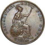 1858 Halfpenny - Victoria British Copper Coin - Very Nice