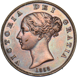 1858 Halfpenny - Victoria British Copper Coin - Nice