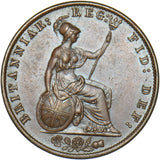 1859 Halfpenny (9 Over 8) - Victoria British Copper Coin - Very Nice