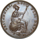1858 Halfpenny - Victoria British Copper Coin - Very Nice