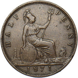 1871 Halfpenny - Victoria British Bronze Coin - Nice