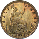 1890 Halfpenny - Victoria British Bronze Coin - Superb