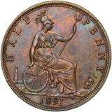 1891 Halfpenny - Victoria British Bronze Coin - Very Nice