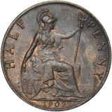 1902 Halfpenny - Edward VII British Bronze Coin - Very Nice