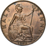 1905 Halfpenny - Edward VII British Bronze Coin - Very Nice