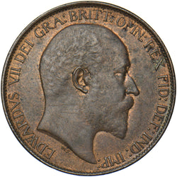 1908 Halfpenny - Edward VII British Bronze Coin - Very Nice