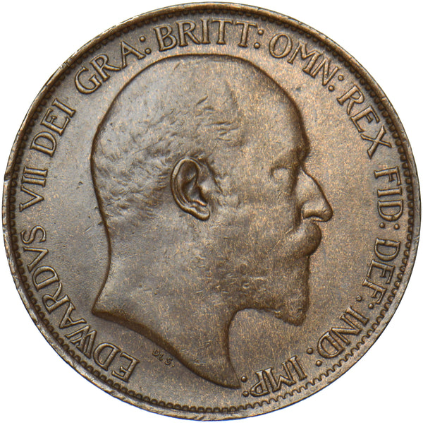 1909 Halfpenny - Edward VII British Bronze Coin - Very Nice