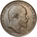 1909 Halfpenny - Edward VII British Bronze Coin - Very Nice