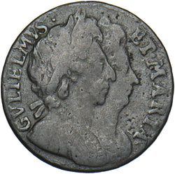 1694 Farthing - William & Mary British Copper Coin