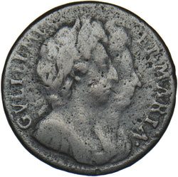 1694 Farthing - William & Mary British Copper Coin